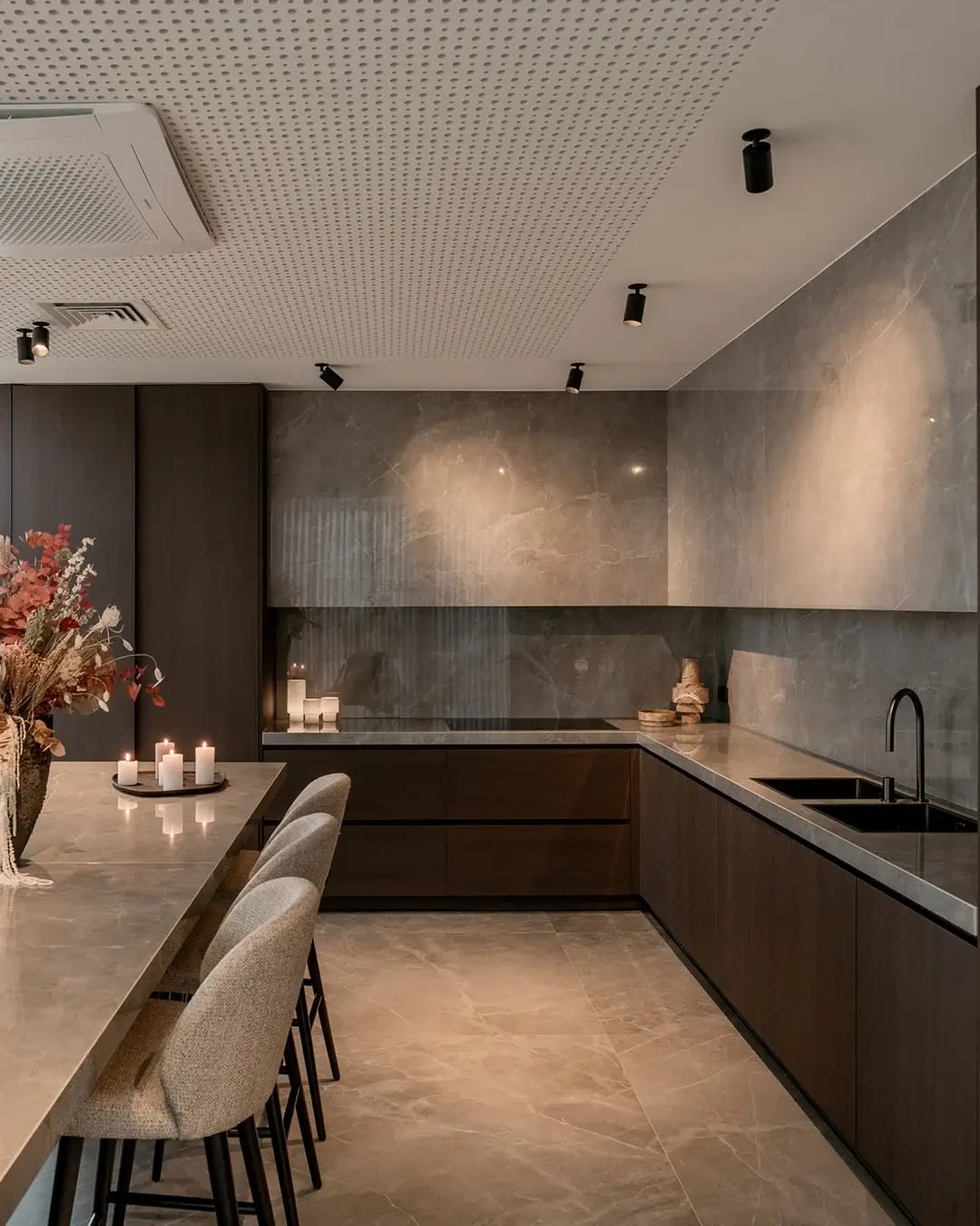 Close-up of RealGrain timber-look surface showing natural wood grain texture and warm tone.